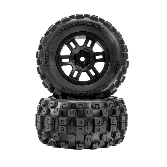 1/12 Badlands F/R Tires MTD 12mm Black Split Six (2) for ARRMA MINI KRATON