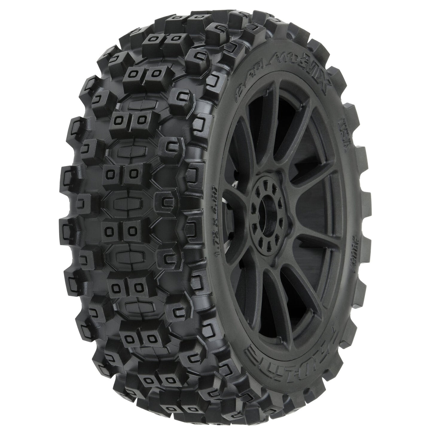 Badlands MX M2 1/8 MTD Mach 10 Black Wheels F/R