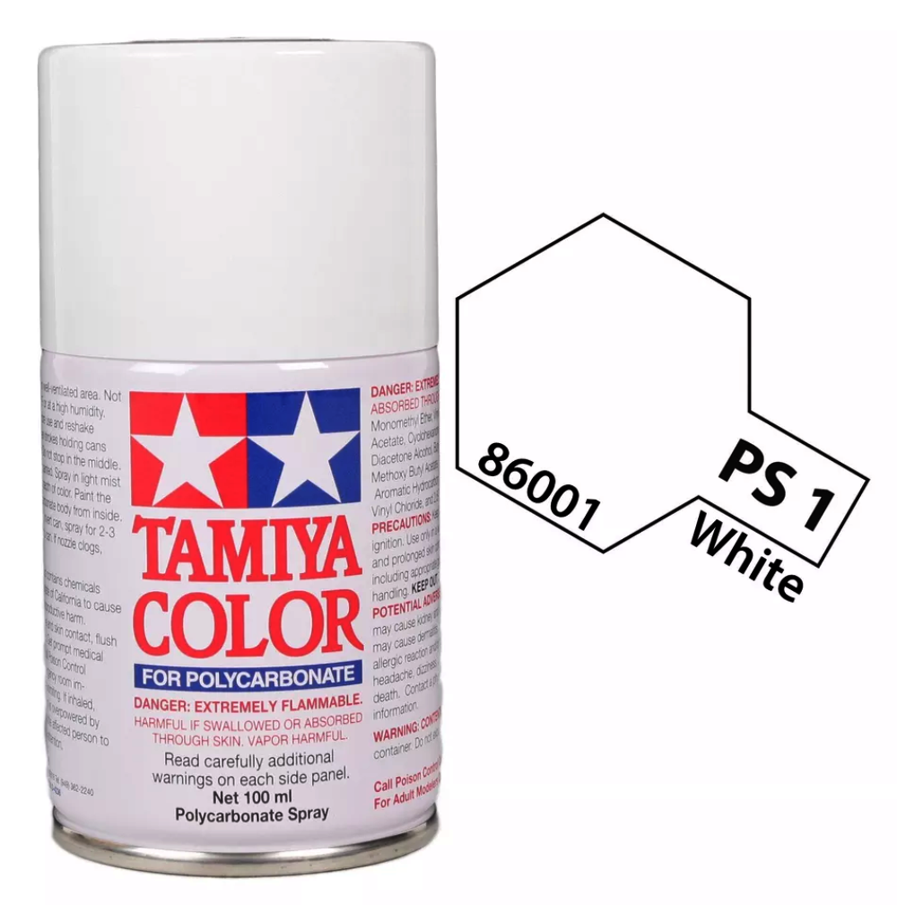 Tamiya PS-1 White Polycarbonate Spray Paint, 100ml product photo