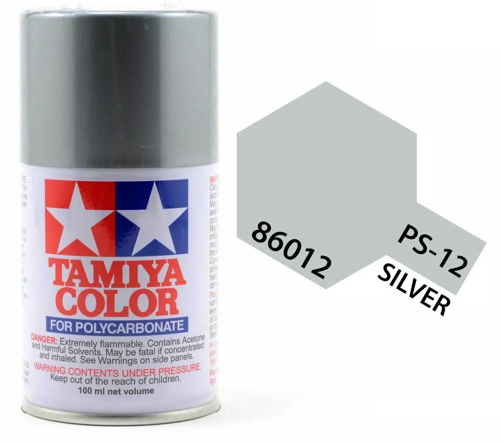 Tamiya PS-12 Silver Polycarbonate Spray Paint, 100ml product photo