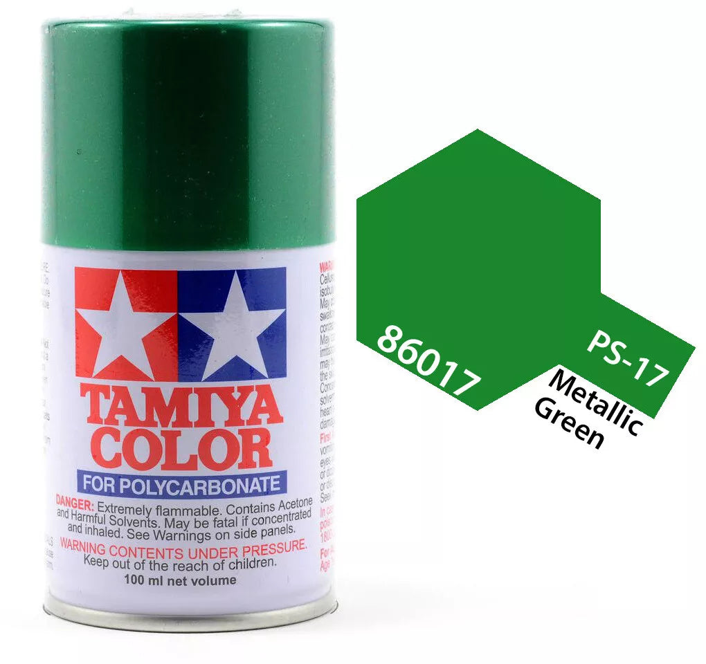 Tamiya PS-17 Metallic Green Polycarbonate Spray Paint, 100ml product photo