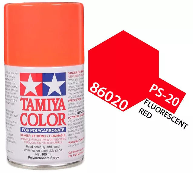 Tamiya PS-20 Fluorescent Red Polycarbonate Spray Paint, 100ml product photo