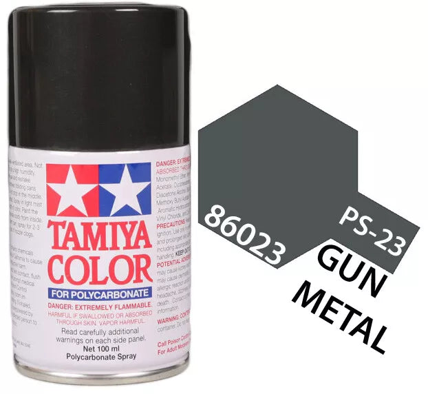 Tamiya PS-23 Gun Metal Polycarbonate Spray Paint, 100ml product photo
