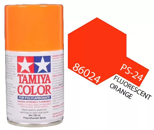 Tamiya PS-24 Fluorescent Orange Polycarbonate Spray Paint, 100ml product photo