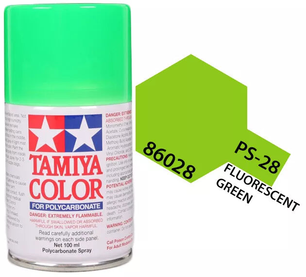 Tamiya PS-28 Fluorescent Green Polycarbonate Spray Paint, 100ml product photo