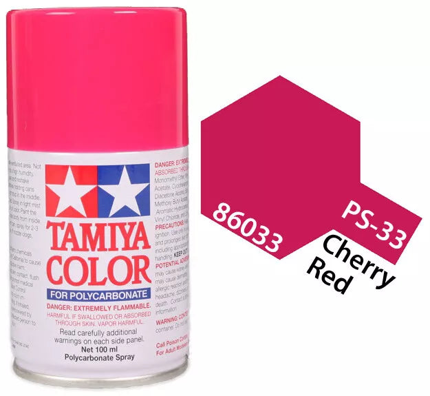 Tamiya PS-33 Cherry Red Polycarbonate Spray Paint, 100ml product photo