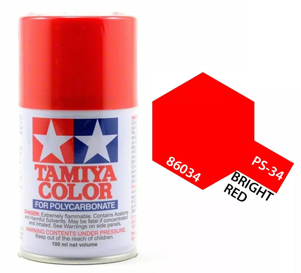 Tamiya PS-34 Bright Red Polycarbonate Spray Paint, 100ml product photo