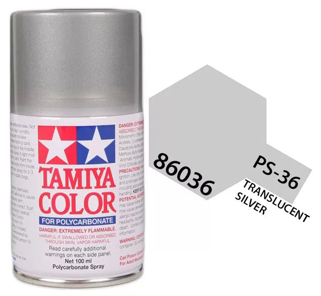 Tamiya PS-36 Translucent Silver Polycarbonate Spray Paint, 100ml product photo