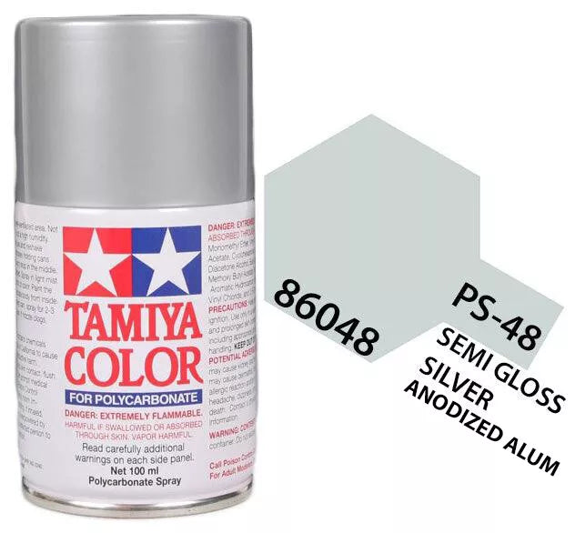 Tamiya PS-48 Metallic Silver Polycarbonate Spray Paint, 100ml product photo