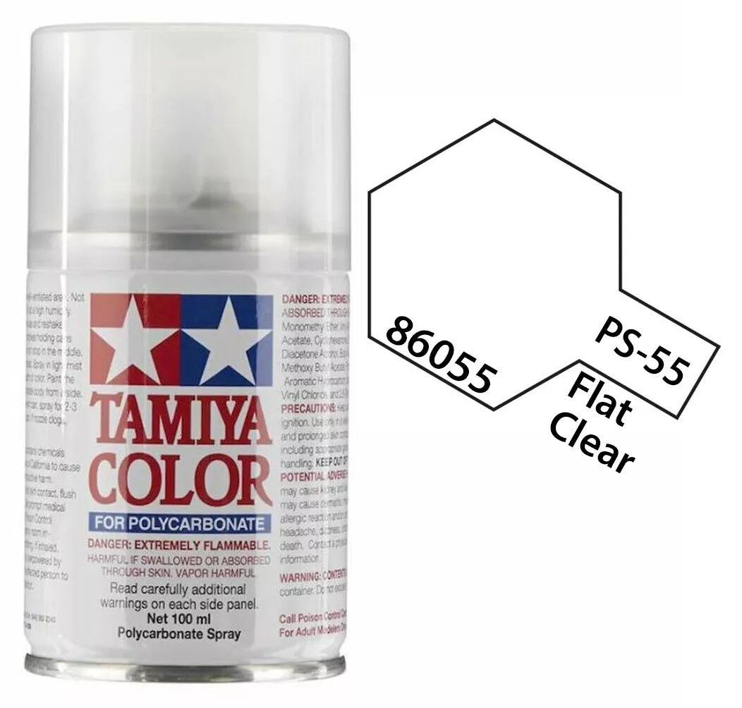 Tamiya PS-55 Flat Clear Polycarbonate Spray Paint, 100ml product photo
