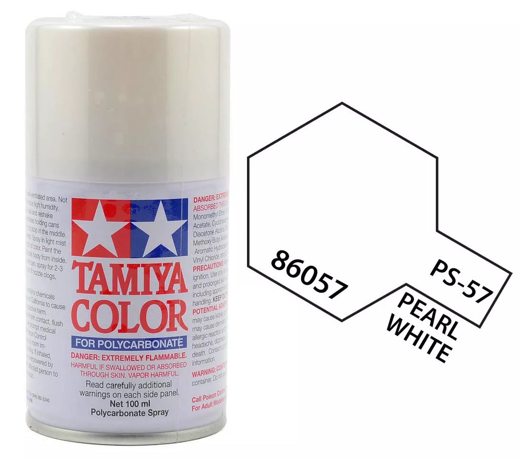 Tamiya PS-57 Pearl White Polycarbonate Spray Paint, 100ml product photo