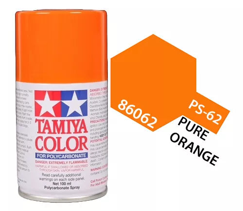Tamiya PS-62 Pure Orange Polycarbonate Spray Paint, 100ml product photo