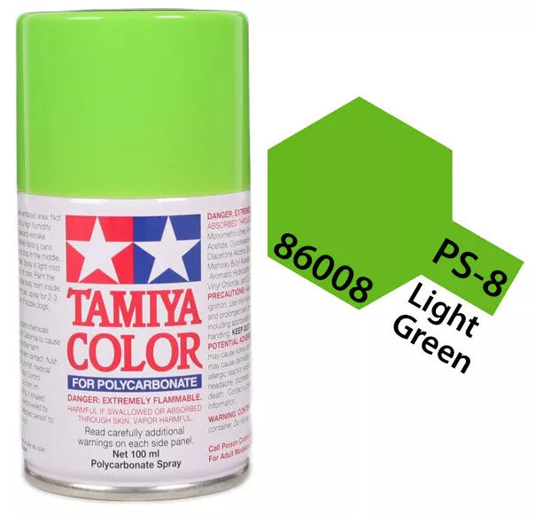 Tamiya PS-8 Light Green Polycarbonate Spray Paint, 100ml product photo