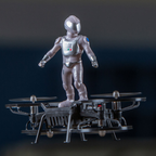 Rage R/C AeroBoard drone, Silver Robot – pilot figure close-up