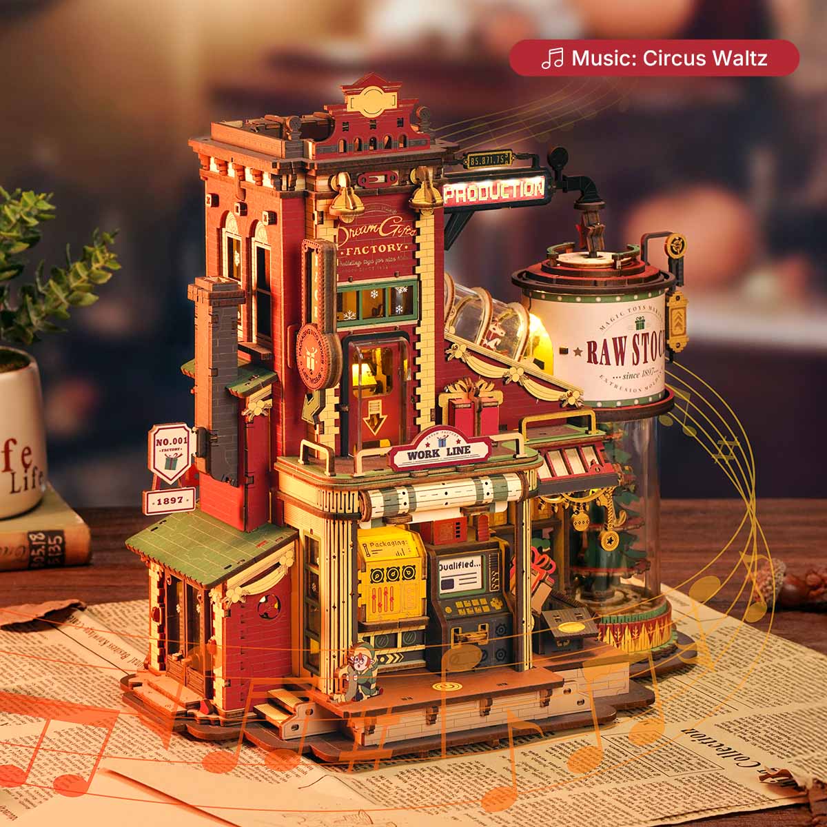 Christmas Dream Gift Factory Wooden Music Box