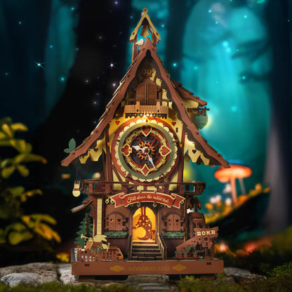 Cuckoo Clock, Natural Wood, Mechanical 3D Wooden Puzzle