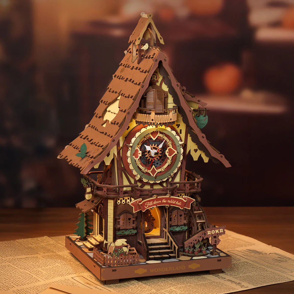 Cuckoo Clock, Natural Wood, Mechanical 3D Wooden Puzzle