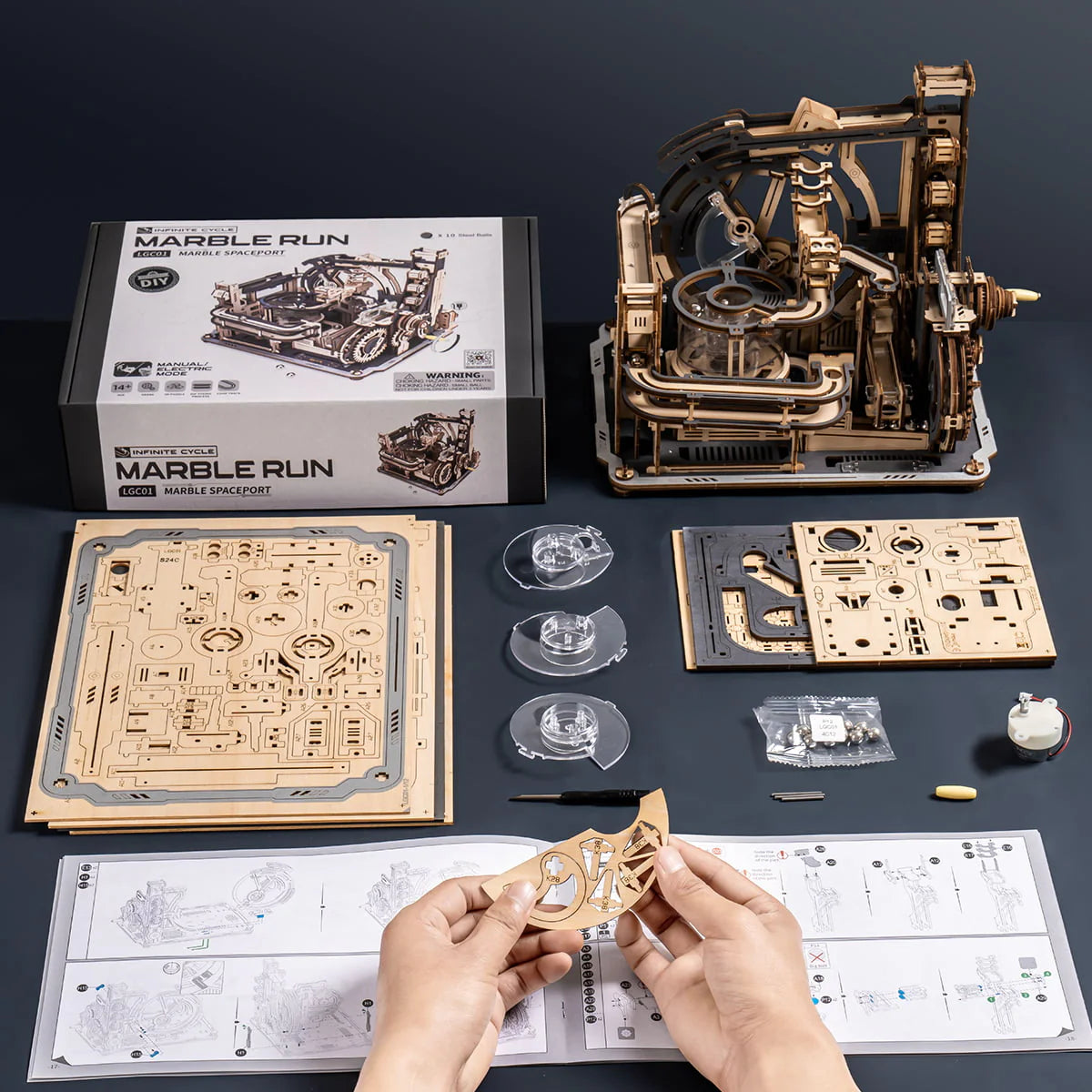 ROKR Marble Spaceport Marble Run 3D Wooden Puzzle