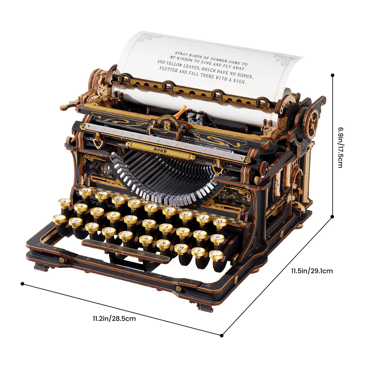Mechanical Typewriter Wooden 3D Puzzle, Classic Version