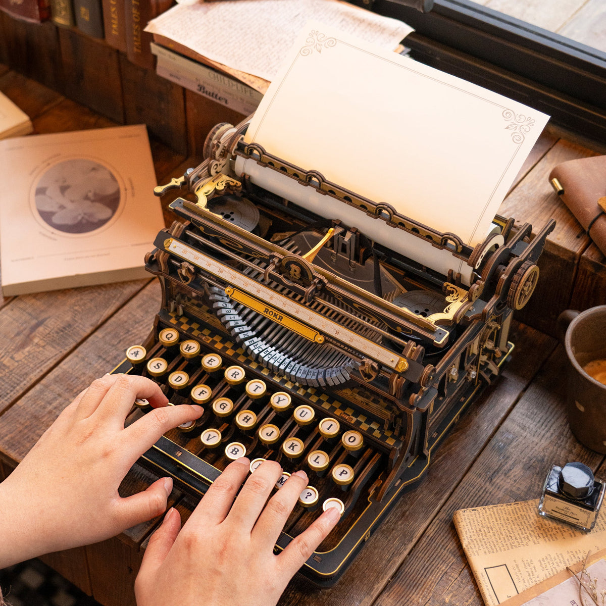Mechanical Typewriter Wooden 3D Puzzle, Classic Version