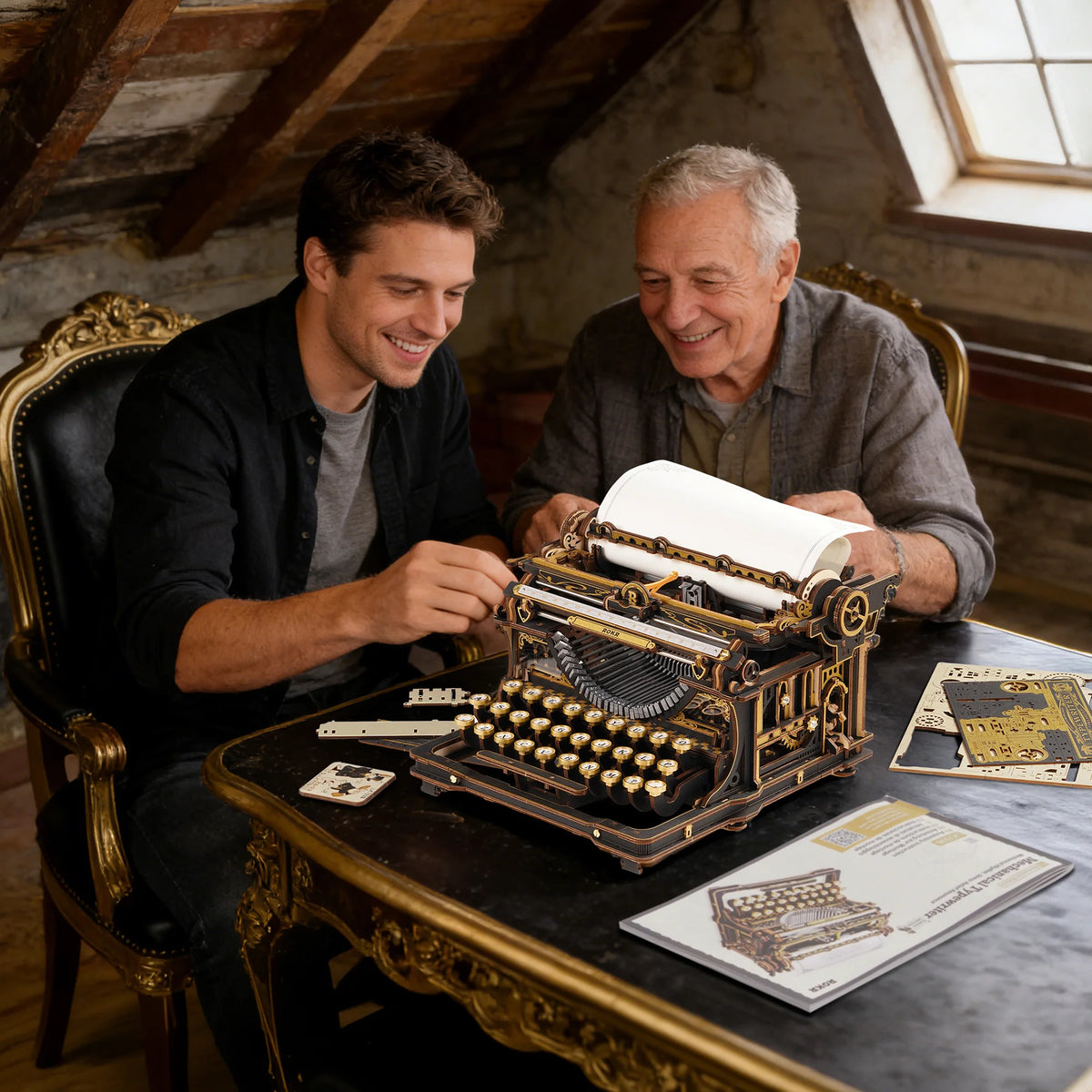Mechanical Typewriter Wooden 3D Puzzle, Classic Version