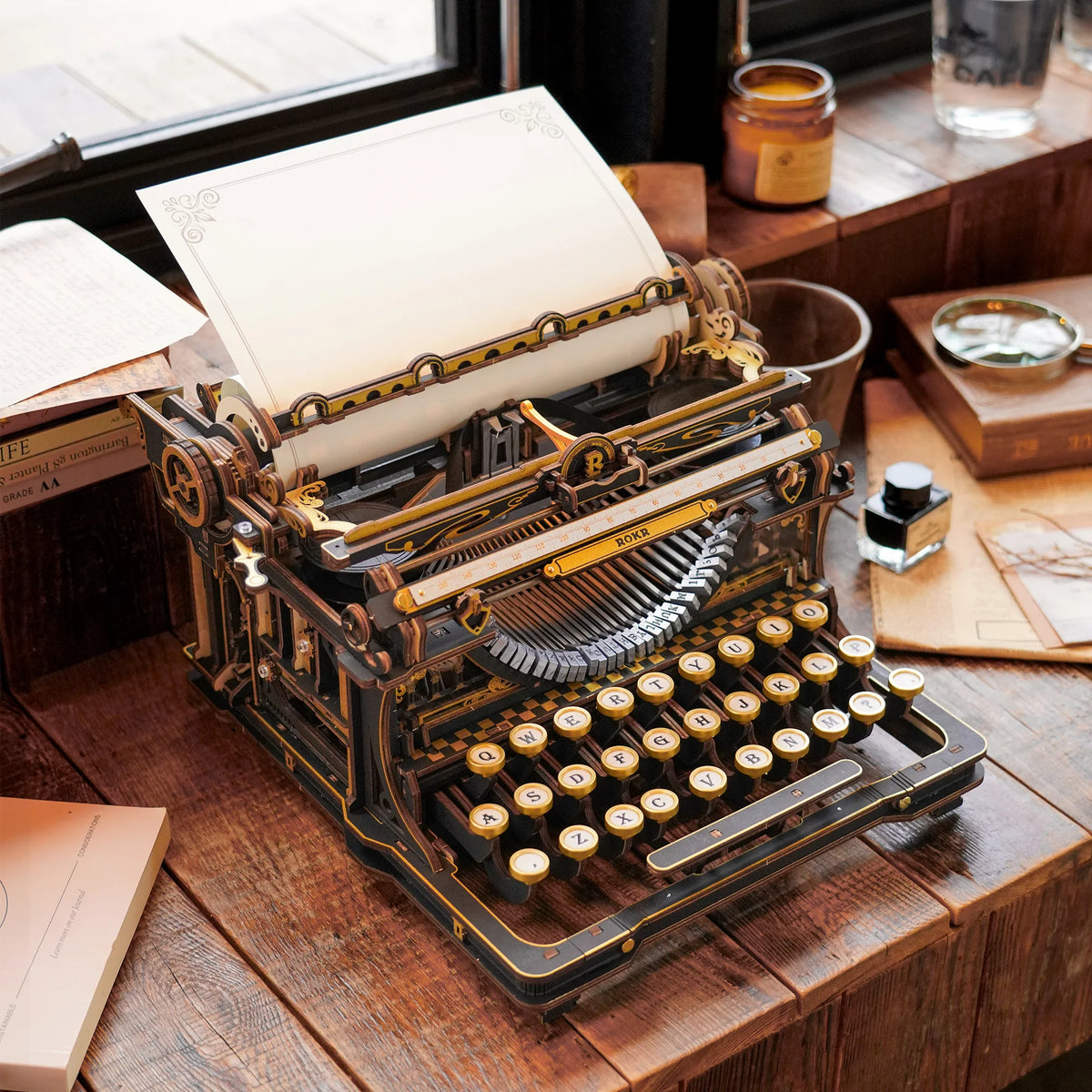 Mechanical Typewriter Wooden 3D Puzzle, Classic Version