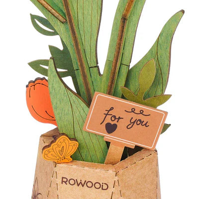 Orange Tulip - Wood Bloom Craft 3D Wooden Puzzle
