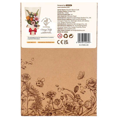 Orange Tulip - Wood Bloom Craft 3D Wooden Puzzle