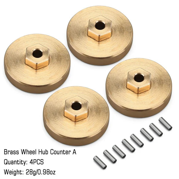 7g Brass Wheel Weights w/Wheel Hex Hubs SCX24