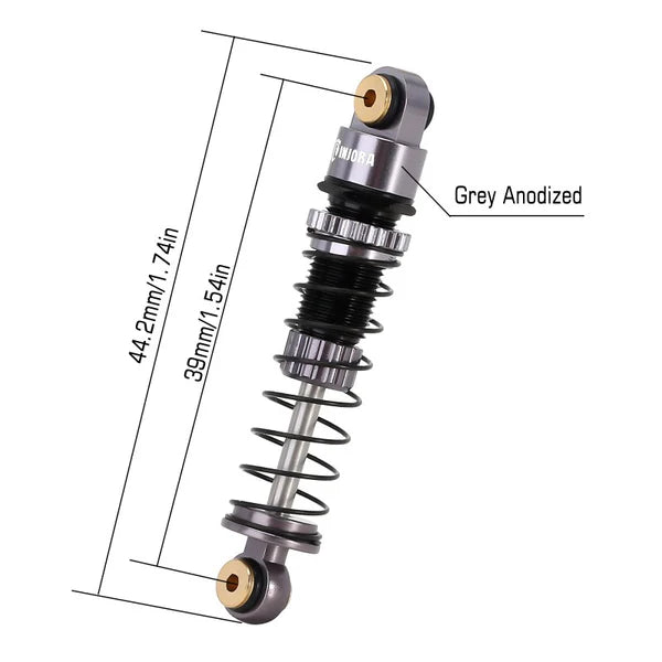 39mm Aluminum Threaded Oil Shocks SCX24: Grey