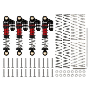 Injora 39mm Aluminum Threaded Oil Shocks Fake Reservoir SCX24: Black & Red (SCX24-132BR-4)