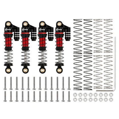 39mm Aluminum Threaded Oil Shocks Fake Reservoir SCX24: Blk & Red