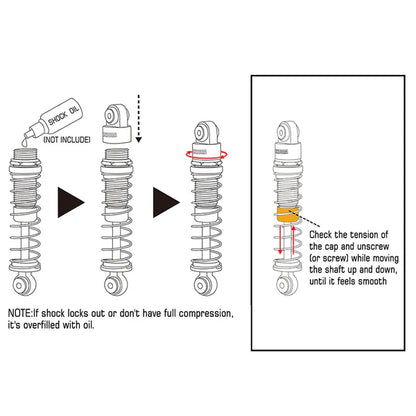 39mm Aluminum Threaded Oil Shocks Fake Reservoir SCX24: Grey
