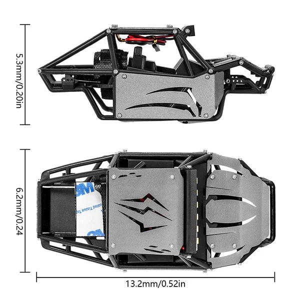 Nylon Rock Buggy Body w/Metal Spider Panels SCX24: Grey