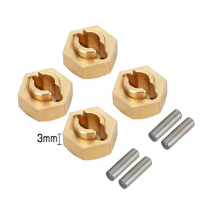Injora 7mm Brass Wheel Hub Extenders SCX24 3mm(+0mm) (SCX24-33GD)