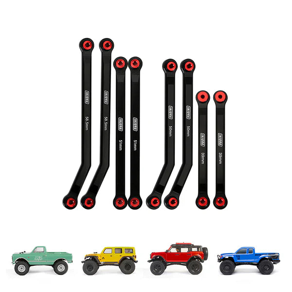 8pc Aluminum High Clearance 4 Link set SCX24:Black