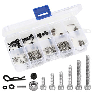 Injora White Box with M1.4 Screws M2 Nuts, Bearings, O-rings Screw Kit (SCX24-81B)
