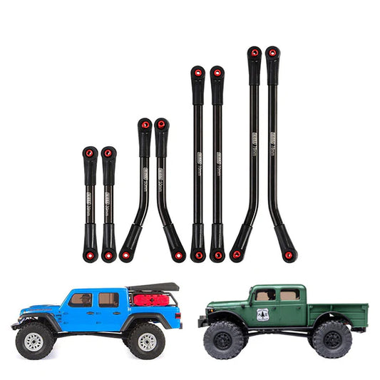 8pc Stainless Steel High Clearance 4 Link Set SCX24 Power Wagon: Black