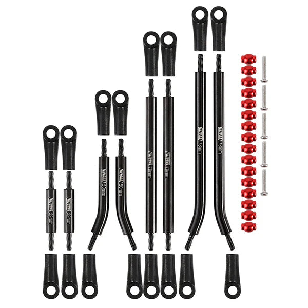 8pc Stainless Steel High Clearance 4 Link Set SCX24 Power Wagon: Black