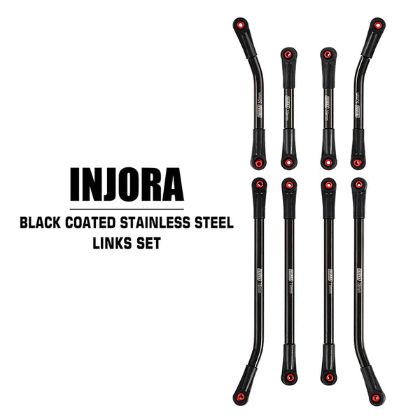 8pc Stainless Steel High Clearance 4 Link Set SCX24 Power Wagon: Black