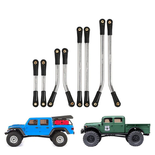 8pc Stainless Steel High Clearance 4 Link Set SCX24 Power Wagon: Silver