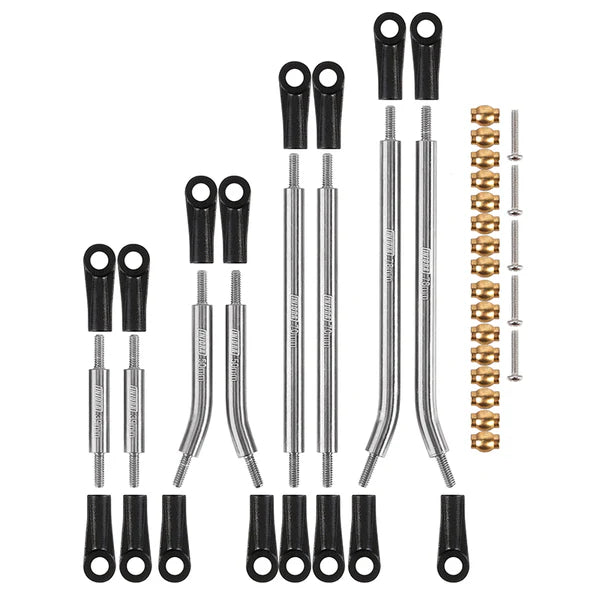 8pc Stainless Steel High Clearance 4 Link Set SCX24 Power Wagon: Silver