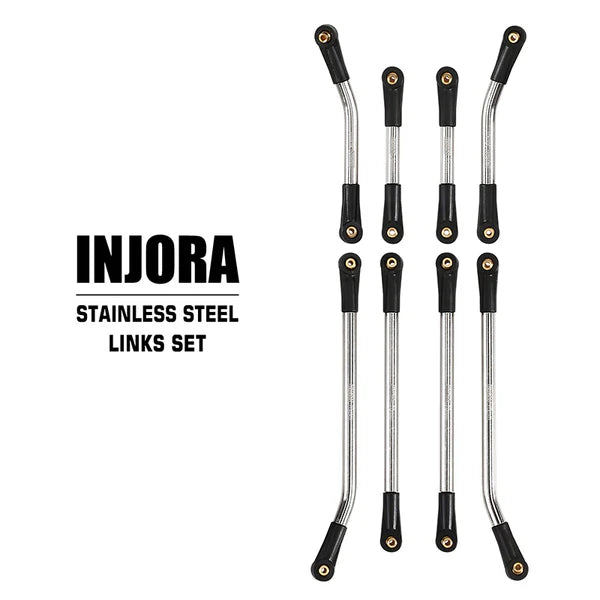 8pc Stainless Steel High Clearance 4 Link Set SCX24 Power Wagon: Silver