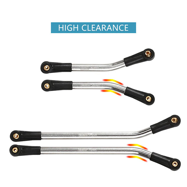 8pc Stainless Steel High Clearance 4 Link Set SCX24 Power Wagon: Silver