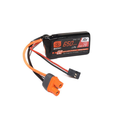 2 Cell 650mAh 7.4V Smart G2 LiPo Rx Battery IC3