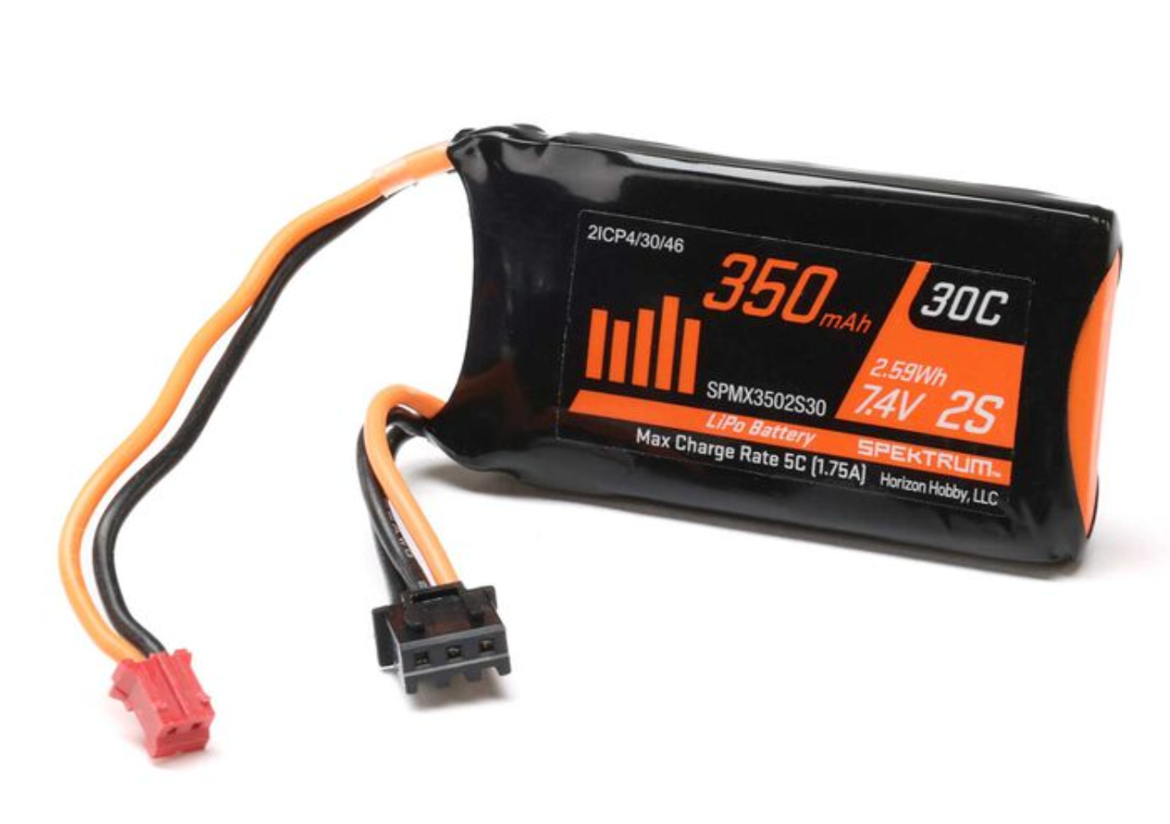 2 Cell 350mAh 7.4V 30C LiPo Battery: PH 2.0