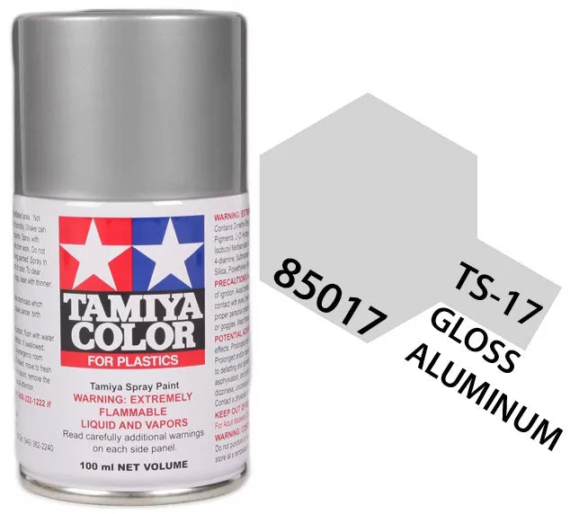 Tamiya TS-17 Gloss Aluminum Lacquer Spray Paint, 100ml product photo