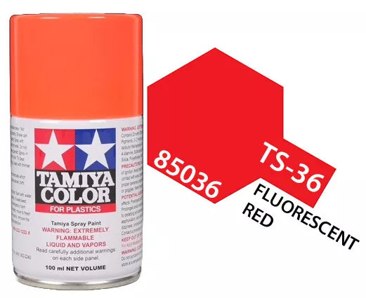 Tamiya TS-36 Fluorescent Red Lacquer Spray Paint, 100ml product photo