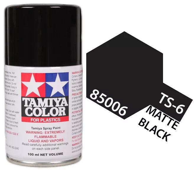 Tamiya TS-6 Matt Black Lacquer Spray Paint, 100ml product photo