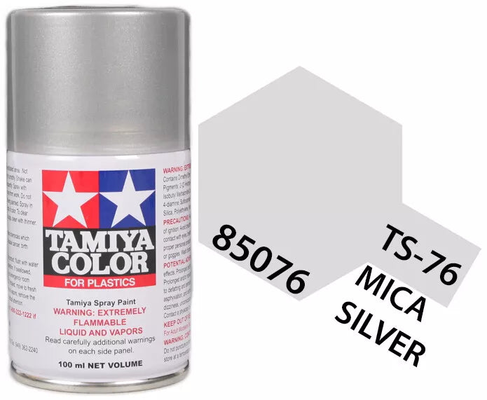 Tamiya TS-76 Mica Silver Lacquer Spray Paint, 100ml product photo